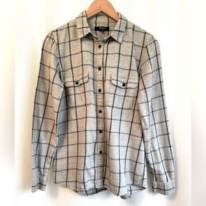 Madewell Grey Windowpane Flannel Shirt, XS